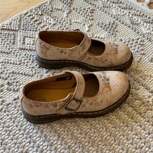 Rare Vintage Dr Martens Mary Jane Flower Marbled Print Oxfords Size US 7
